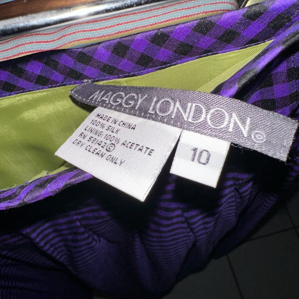 Purple Checkered Women's Silk Skirt - Picture 3 of 3